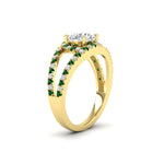 Load image into Gallery viewer, halo-swirl-round-cut-diamond-engagement-ring-with-emerald-in-FD-11180RORGEMGRANGLE3-NL-YG
