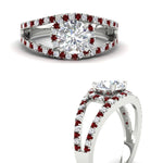 Load image into Gallery viewer, halo-swirl-round-cut-diamond-engagement-ring-with-ruby-in-FD-11180RORGRUDRANGLE3-NL-WG
