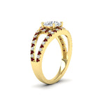 Load image into Gallery viewer, halo-swirl-round-cut-diamond-engagement-ring-with-ruby-in-FD-11180RORGRUDRANGLE3-NL-YG
