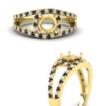 Load image into Gallery viewer, halo-swirl-semi-mount-diamond-engagement-ring-with-black-diamond-in-FD-11180SMRGBLACKANGLE3-NL-YG
