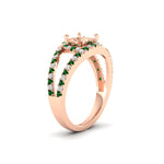 Load image into Gallery viewer, halo-swirl-semi-mount-diamond-engagement-ring-with-emerald-in-FD-11180SMRGEMGRANGLE3-NL-RG
