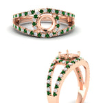 Load image into Gallery viewer, halo-swirl-semi-mount-diamond-engagement-ring-with-emerald-in-FD-11180SMRGEMGRANGLE3-NL-RG
