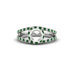 Load image into Gallery viewer, halo-swirl-semi-mount-diamond-engagement-ring-with-emerald-in-FD-11180SMRGEMGRANGLE3-NL-WG
