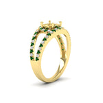 Load image into Gallery viewer, halo-swirl-semi-mount-diamond-engagement-ring-with-emerald-in-FD-11180SMRGEMGRANGLE3-NL-YG
