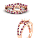 Load image into Gallery viewer, halo-swirl-semi-mount-diamond-engagement-ring-with-pink-sapphire-in-FD-11180SMRGSADRPIANGLE3-NL-RG
