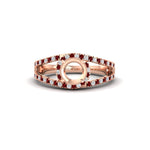 Load image into Gallery viewer, halo-swirl-semi-mount-diamond-engagement-ring-with-ruby-in-FD-11180SMRGRUDRANGLE3-NL-RG
