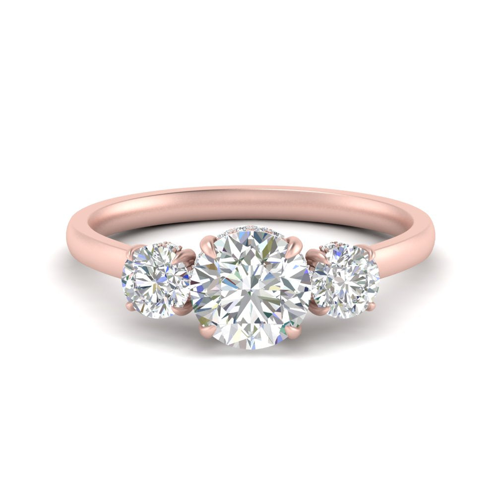 Under Halo 3 Stone Diamond Engagement Ring