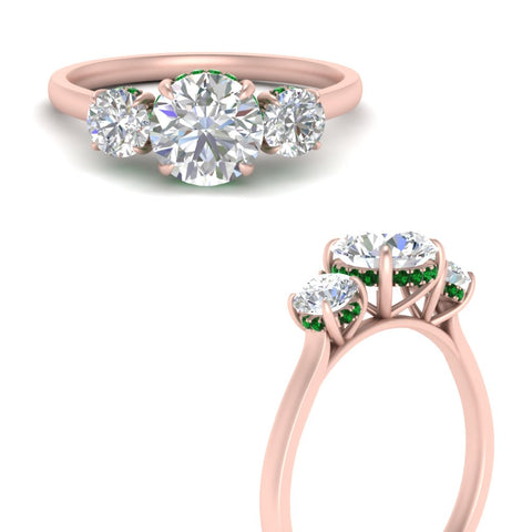halo-under-emerald-3-stone-round-cut-engagement-ring-in-FD10616RORGEMGR-ANGLE3-NL-RG