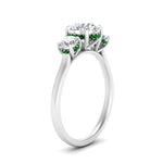 Load image into Gallery viewer, halo-under-emerald-3-stone-round-cut-engagement-ring-in-FD10616RORGEMGR-ANGLE3-NL-WG
