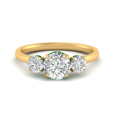 halo-under-emerald-3-stone-round-cut-engagement-ring-in-FD10616RORGEMGR-ANGLE3-NL-YG