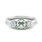 Load image into Gallery viewer, halo-under-emerald-3-stone-semi-mount-engagement-ring-in-FD10616SMRGEMGR-ANGLE3-NL-WG

