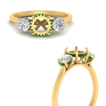 Load image into Gallery viewer, halo-under-emerald-3-stone-semi-mount-engagement-ring-in-FD10616SMRGEMGR-ANGLE3-NL-YG
