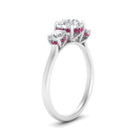 Load image into Gallery viewer, halo-under-pink-sapphire-3-stone-round-cut-engagement-ring-in-FD10616RORGSADRPI-ANGLE3-NL-WG

