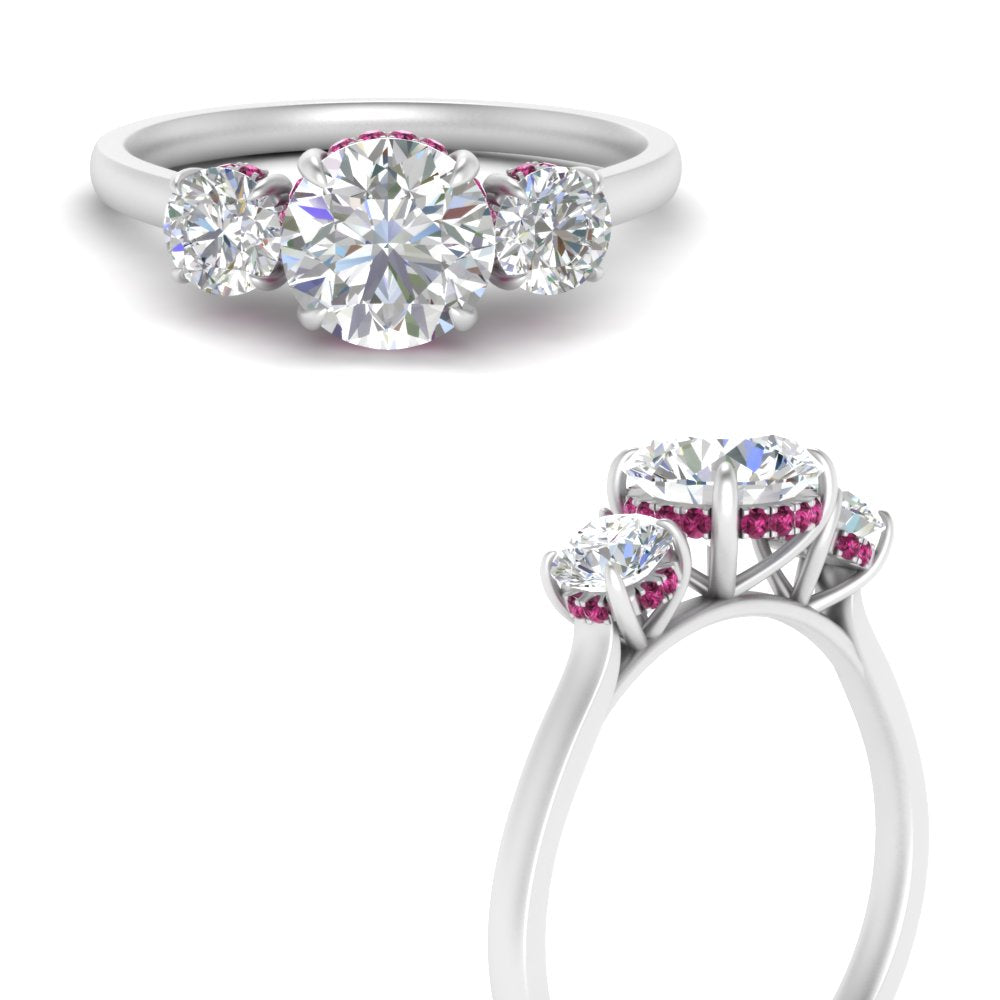 halo-under-pink-sapphire-3-stone-round-cut-engagement-ring-in-FD10616RORGSADRPI-ANGLE3-NL-WG