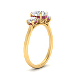 Load image into Gallery viewer, halo-under-pink-sapphire-3-stone-round-cut-engagement-ring-in-FD10616RORGSADRPI-ANGLE3-NL-YG
