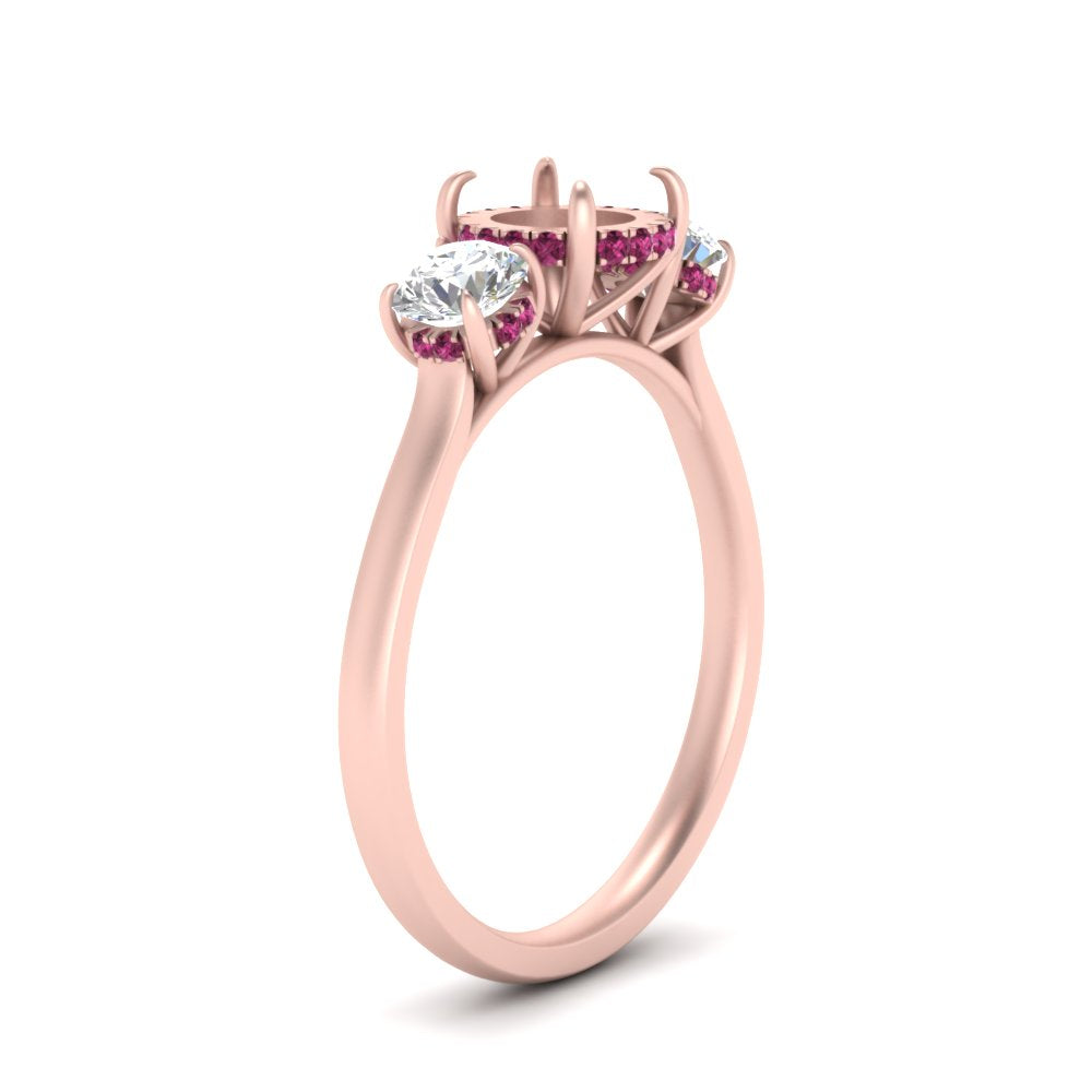 halo-under-pink-sapphire-3-stone-semi-mount-engagement-ring-in-FD10616SMRGSADRPI-ANGLE3-NL-RG
