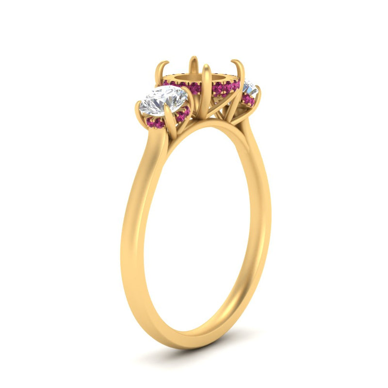 halo-under-pink-sapphire-3-stone-semi-mount-engagement-ring-in-FD10616SMRGSADRPI-ANGLE3-NL-YG
