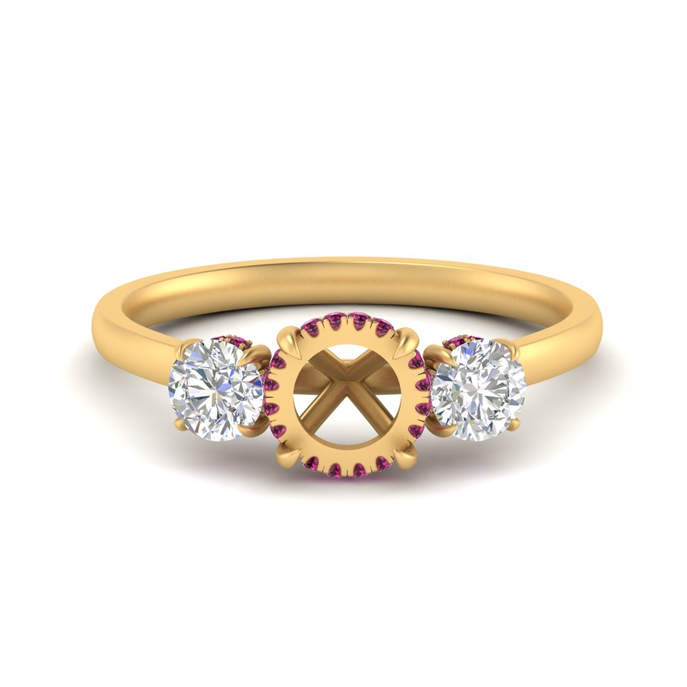 halo-under-pink-sapphire-3-stone-semi-mount-engagement-ring-in-FD10616SMRGSADRPI-ANGLE3-NL-YG