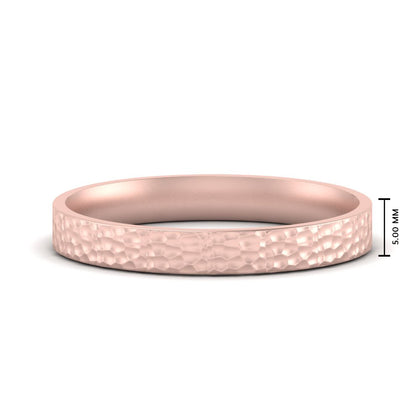 Hammered Wedding Band Comfort Fit 5 mm