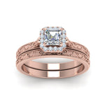 Load image into Gallery viewer, hand-engraved-asscher-cut-halo-diamond-wedding-ring-set-in-rose-gold-FD8588ASANGLE5-NL-RG_217b67a5-9fdb-4174-ae8c-aa9f9fd29360?v=1757665308
