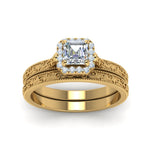 Load image into Gallery viewer, hand-engraved-asscher-cut-halo-diamond-wedding-ring-set-in-yellow-gold-FD8588ASANGLE5-NL-YG_59e75bc7-42c1-42c6-8f82-bb6abcdbb3df?v=1757665307
