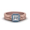 Load image into Gallery viewer, hand-engraved-asscher-cut-halo-diamond-wedding-ring-set-with-blue-topaz-in-rose-gold-FD8588ASGICBLTO-NL-RG?v=1757665132
