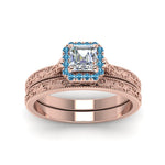 Load image into Gallery viewer, hand-engraved-asscher-cut-halo-diamond-wedding-ring-set-with-blue-topaz-in-rose-gold-FD8588ASGICBLTOANGLE5-NL-RG?v=1757665132
