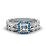 Load image into Gallery viewer, hand-engraved-asscher-cut-halo-diamond-wedding-ring-set-with-blue-topaz-in-white-gold-FD8588ASGICBLTO-NL-WG_798c6e64-614f-4d19-a838-d24e6f4c2399?v=1757665308
