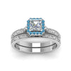 Load image into Gallery viewer, hand-engraved-asscher-cut-halo-diamond-wedding-ring-set-with-blue-topaz-in-white-gold-FD8588ASGICBLTOANGLE5-NL-WG_98042c06-0025-49d1-b029-2809a844fb4f?v=1757665308
