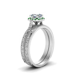 Load image into Gallery viewer, hand-engraved-asscher-cut-halo-diamond-wedding-ring-set-with-emerald-in-white-gold-FD8588ASGEMGRANGLE2-NL-WG_064d4ddd-3698-4f66-a717-a5930ecabc5f?v=1757665308
