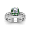 Load image into Gallery viewer, hand-engraved-asscher-cut-halo-diamond-wedding-ring-set-with-emerald-in-white-gold-FD8588ASGEMGRANGLE5-NL-WG_80b5f341-89fc-4da4-a504-02d86674c812?v=1757665307