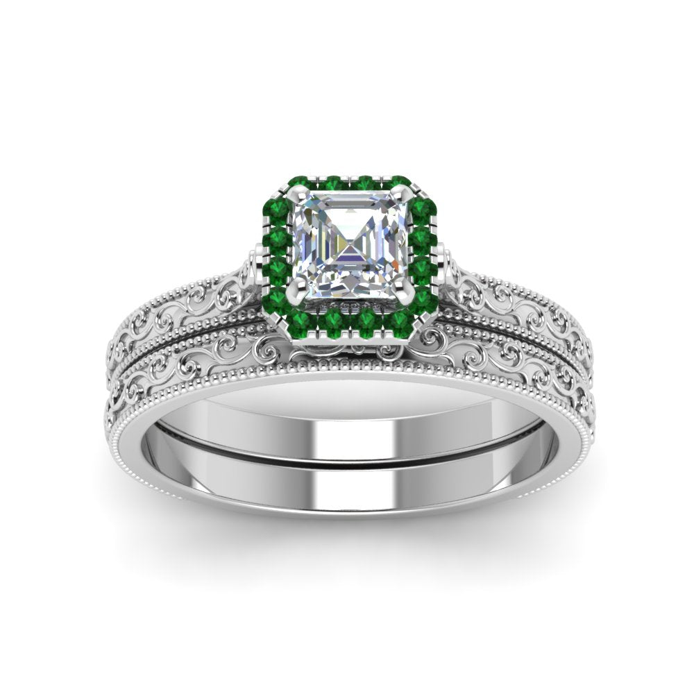 hand-engraved-asscher-cut-halo-diamond-wedding-ring-set-with-emerald-in-white-gold-FD8588ASGEMGRANGLE5-NL-WG_80b5f341-89fc-4da4-a504-02d86674c812?v=1757665307