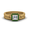 Load image into Gallery viewer, hand-engraved-asscher-cut-halo-diamond-wedding-ring-set-with-emerald-in-yellow-gold-FD8588ASGEMGR-NL-YG_e8fc49b1-a1c6-4502-9b41-3cb2e3b24a3d?v=1757665307