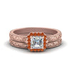 Load image into Gallery viewer, hand-engraved-asscher-cut-halo-diamond-wedding-ring-set-with-orange-sapphire-in-rose-gold-FD8588ASGSAOR-NL-RG?v=1757665132