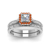 Load image into Gallery viewer, hand-engraved-asscher-cut-halo-diamond-wedding-ring-set-with-orange-sapphire-in-white-gold-FD8588ASGSAORANGLE5-NL-WG_3c3029ee-a4ff-4c61-959f-722d73648861?v=1757665308