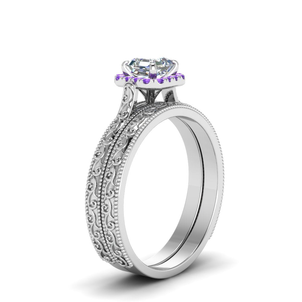 hand-engraved-asscher-cut-halo-diamond-wedding-ring-set-with-purple-topaz-in-white-gold-FD8588ASGVITOANGLE2-NL-WG?v=1757665132