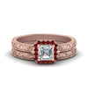 Load image into Gallery viewer, hand-engraved-asscher-cut-halo-diamond-wedding-ring-set-with-ruby-in-rose-gold-FD8588ASGRUDR-NL-RG_9452d760-f536-47cd-b4e6-33269a99ee2c?v=1757665308