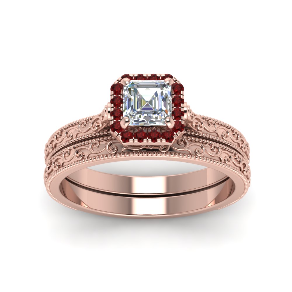 hand-engraved-asscher-cut-halo-diamond-wedding-ring-set-with-ruby-in-rose-gold-FD8588ASGRUDRANGLE5-NL-RG_a7847fd6-8602-4db0-a2ee-da8562d727c0?v=1757665308