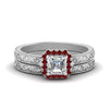 Load image into Gallery viewer, hand-engraved-asscher-cut-halo-diamond-wedding-ring-set-with-ruby-in-white-gold-FD8588ASGRUDR-NL-WG_87573f8e-0372-4274-90ed-c9e460df2930?v=1757665308