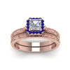 Load image into Gallery viewer, hand-engraved-asscher-cut-halo-diamond-wedding-ring-set-with-sapphire-in-rose-gold-FD8588ASGSABLANGLE5-NL-RG_aa24acf4-b1f4-4dd2-8b41-2a724c7d1f15?v=1757665307