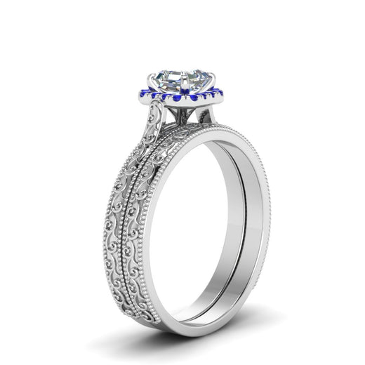 hand-engraved-asscher-cut-halo-diamond-wedding-ring-set-with-sapphire-in-white-gold-FD8588ASGSABLANGLE2-NL-WG?v=1757665131