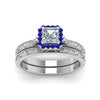 Load image into Gallery viewer, hand-engraved-asscher-cut-halo-diamond-wedding-ring-set-with-sapphire-in-white-gold-FD8588ASGSABLANGLE5-NL-WG?v=1757665132