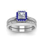 Load image into Gallery viewer, hand-engraved-asscher-cut-halo-diamond-wedding-ring-set-with-sapphire-in-white-gold-FD8588ASGSABLANGLE5-NL-WG_475c550f-deb2-49a7-81b1-3135164bcf74?v=1757665308
