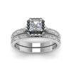 Load image into Gallery viewer, hand-engraved-asscher-cut-halo-wedding-ring-set-with-black-diamond-in-white-gold-FD8588ASGBLACKANGLE5-NL-WG?v=1757665132