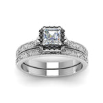Load image into Gallery viewer, hand-engraved-asscher-cut-halo-wedding-ring-set-with-black-diamond-in-white-gold-FD8588ASGBLACKANGLE5-NL-WG?v=1757665132
