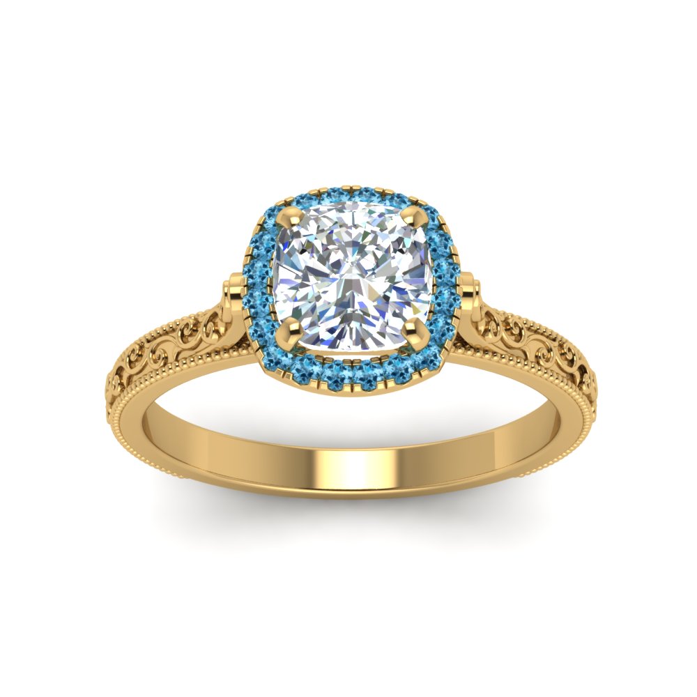 hand-engraved-cushion-cut-halo-diamond-engagement-ring-with-blue-topaz-in-yellow-gold-FD8588CURGICBLTOANGLE5-NL-YG?v=1757588307