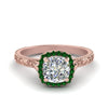 Load image into Gallery viewer, hand-engraved-cushion-cut-halo-diamond-engagement-ring-with-emerald-in-rose-gold-FD8588CURGEMGR-NL-RG_1fc85259-b29d-4677-8b9b-5470159c5467?v=1757588485