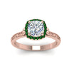 Load image into Gallery viewer, hand-engraved-cushion-cut-halo-diamond-engagement-ring-with-emerald-in-rose-gold-FD8588CURGEMGRANGLE5-NL-RG_b5ce50e9-bbc8-48f7-a908-99173a0ec6ff?v=1757588485