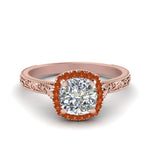 Load image into Gallery viewer, hand-engraved-cushion-cut-halo-diamond-engagement-ring-with-orange-sapphire-in-rose-gold-FD8588CURGSAOR-NL-RG?v=1757588306
