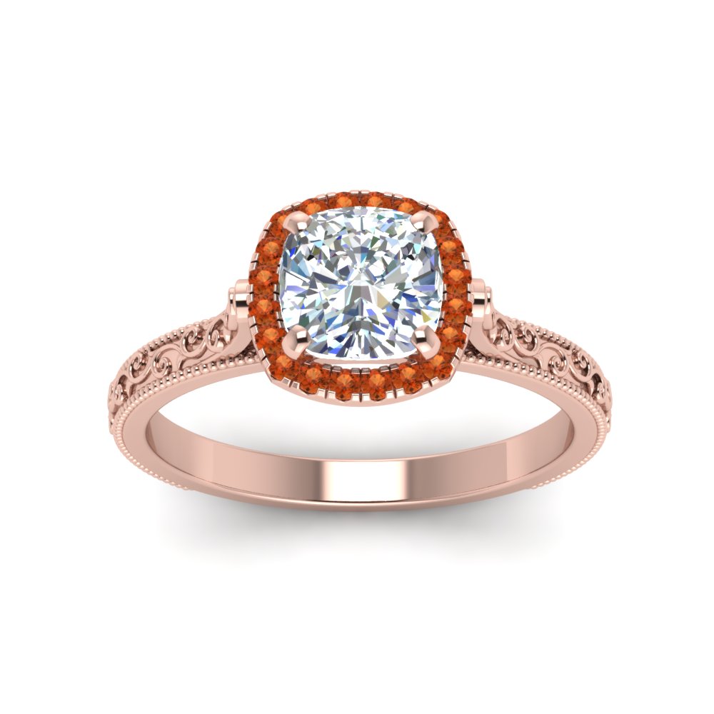 hand-engraved-cushion-cut-halo-diamond-engagement-ring-with-orange-sapphire-in-rose-gold-FD8588CURGSAORANGLE5-NL-RG?v=1757588306